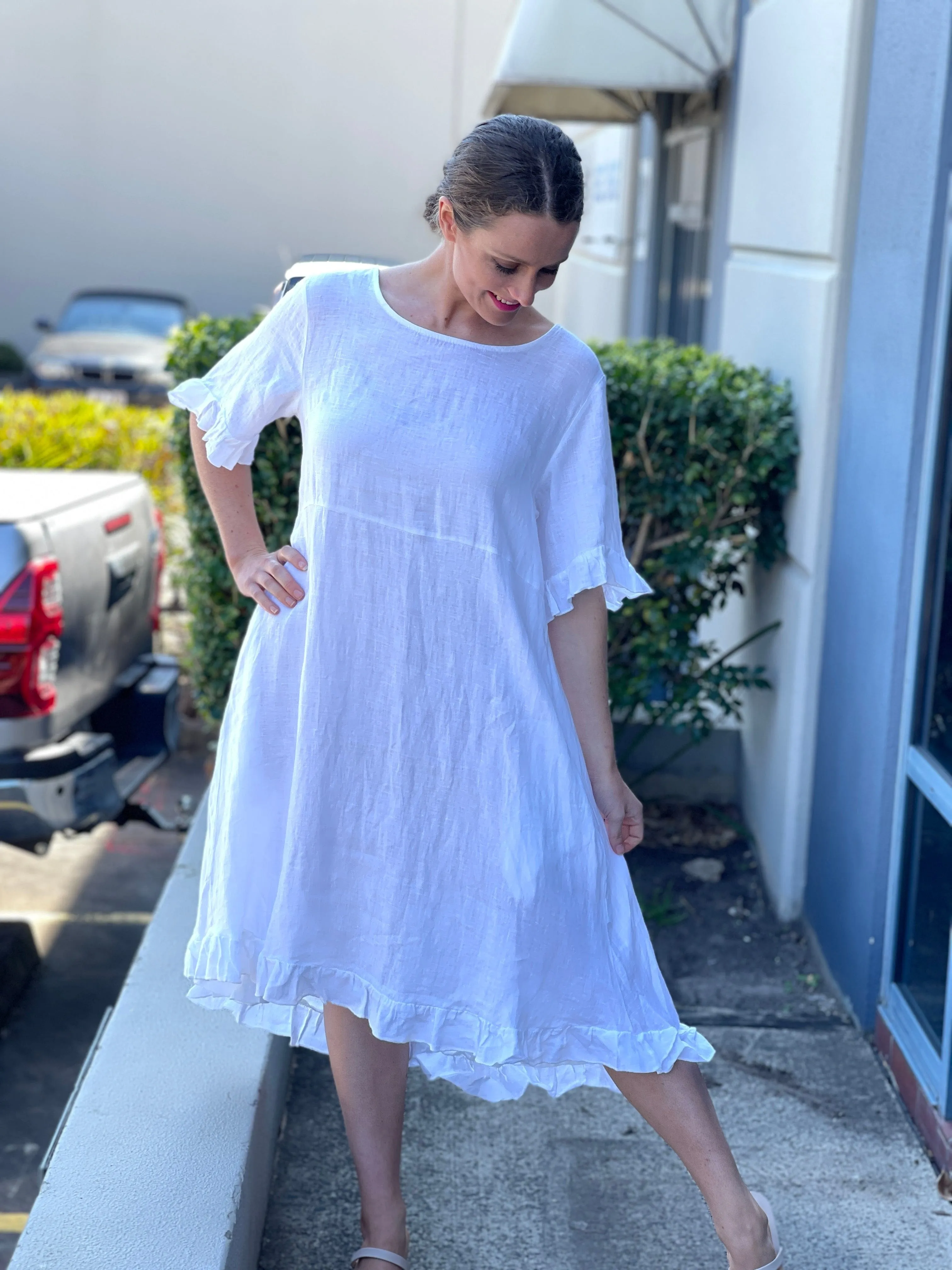 Quade White Linen Dress