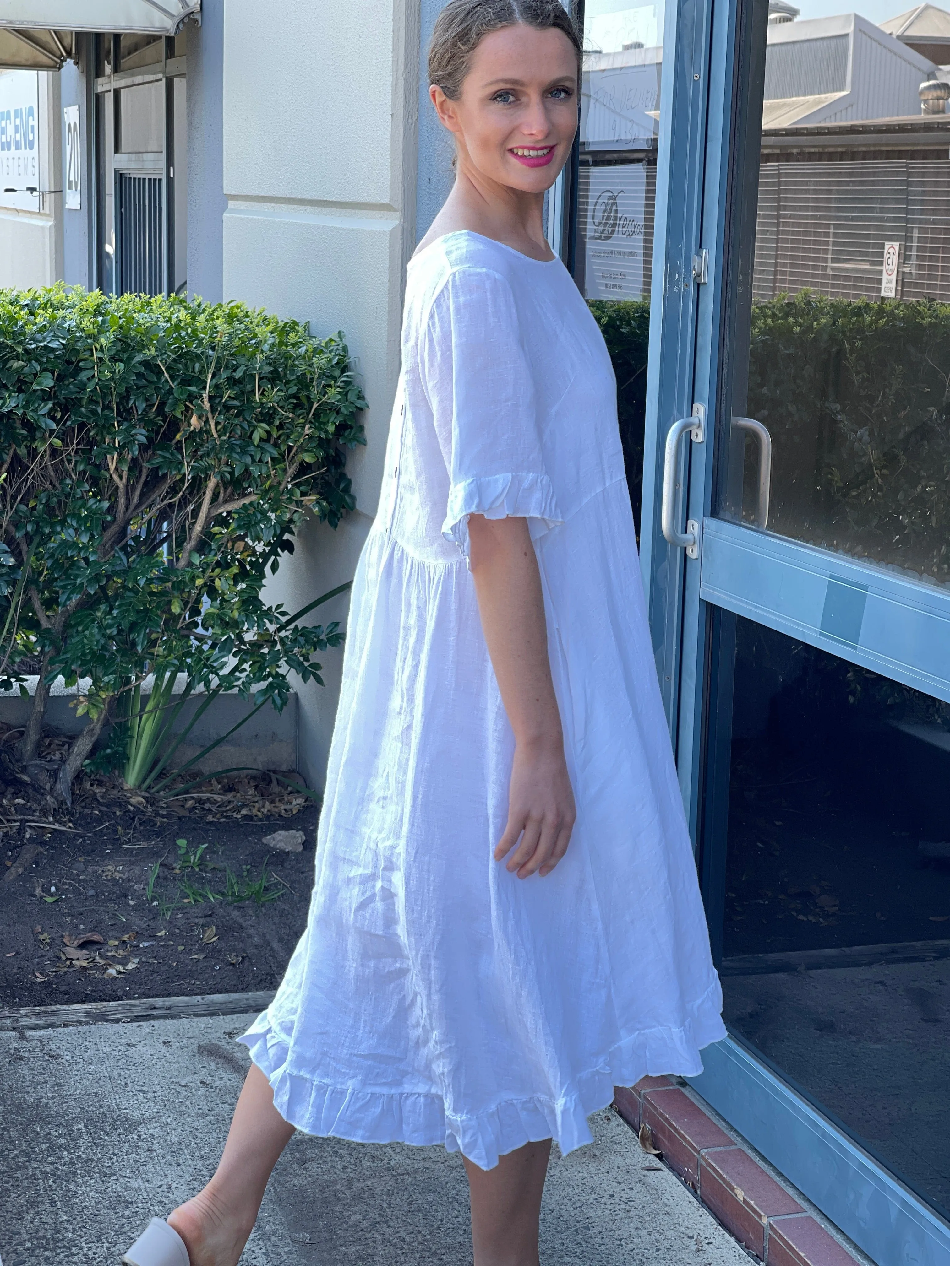 Quade White Linen Dress