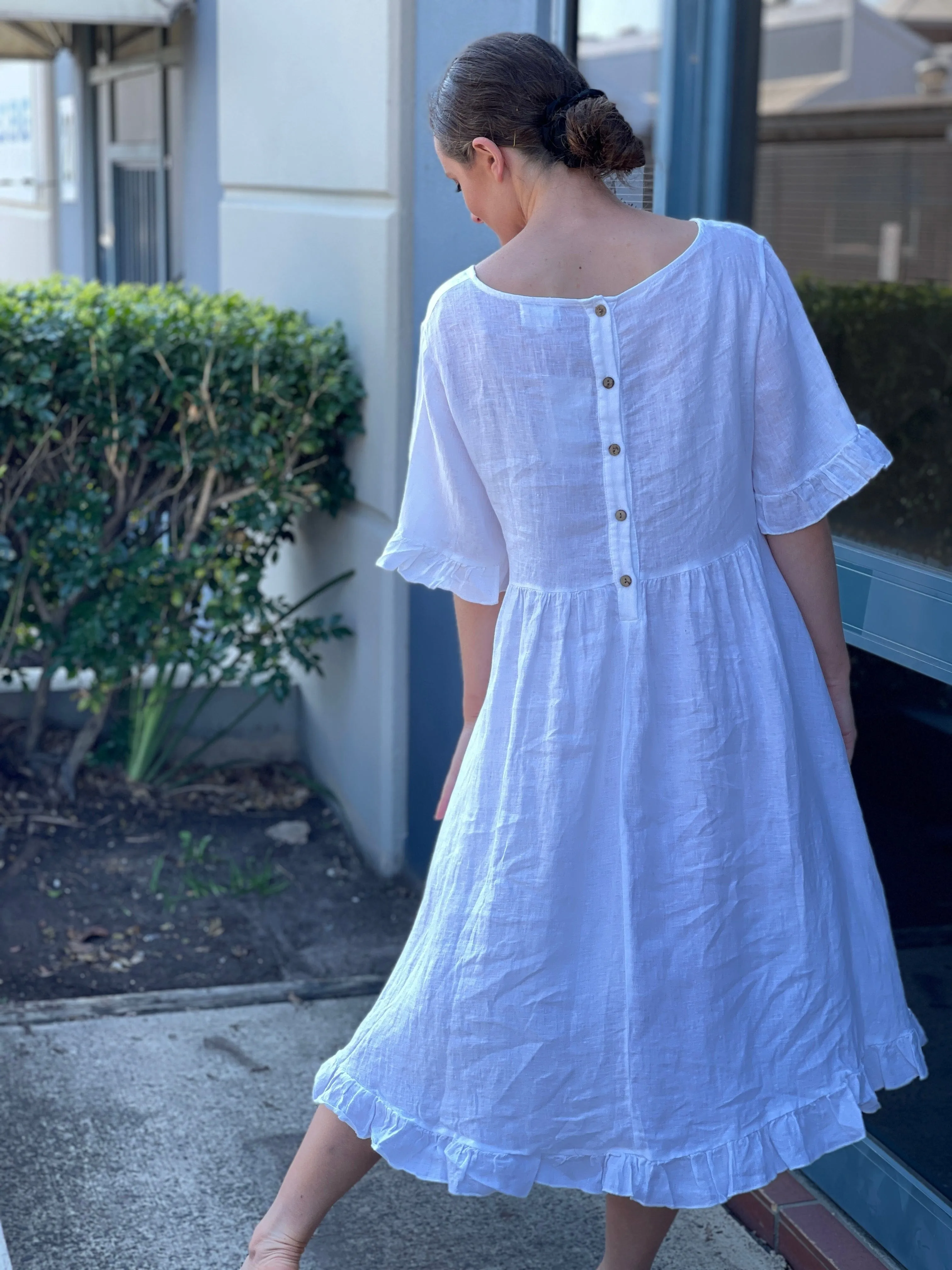 Quade White Linen Dress