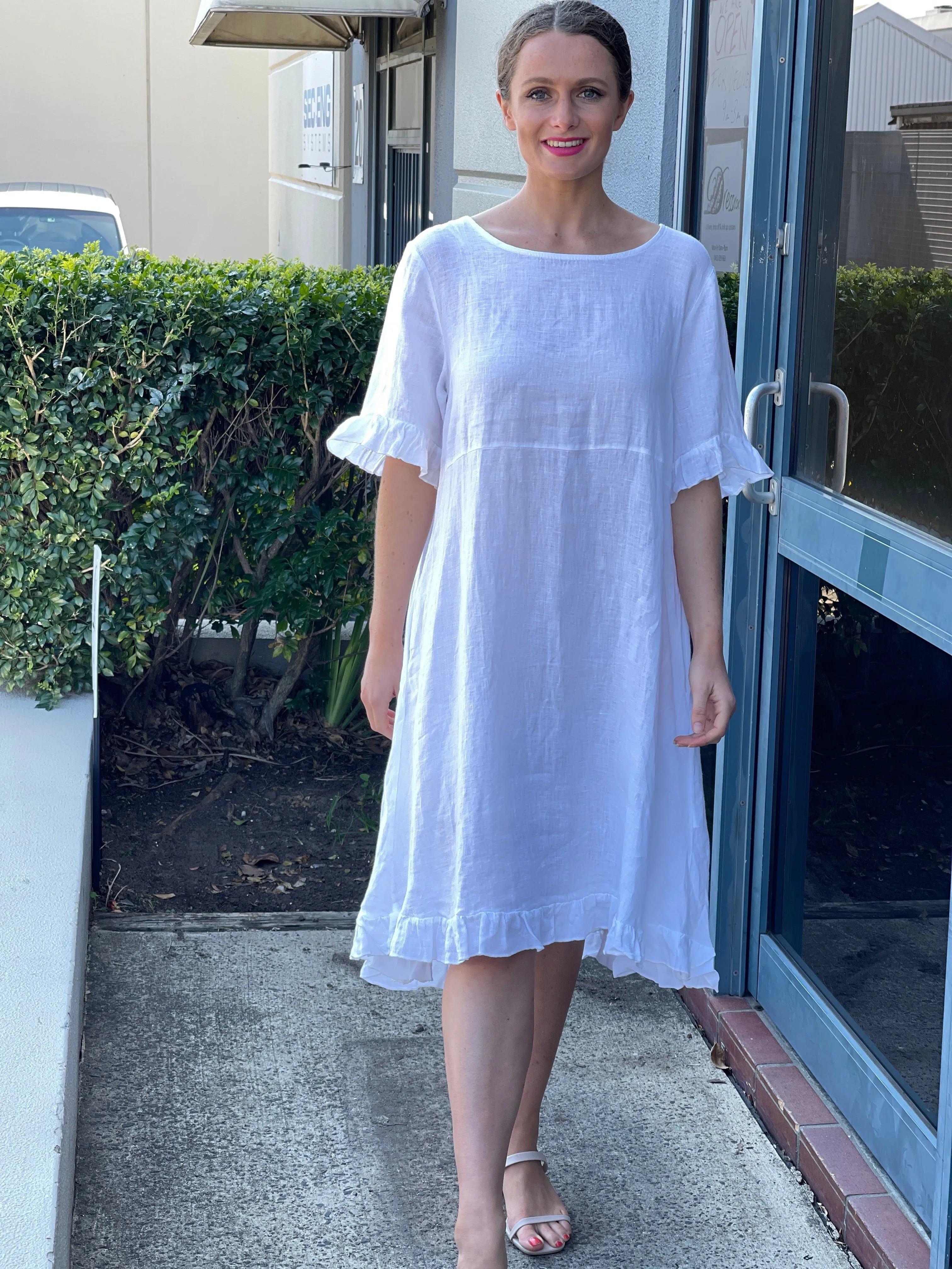 Quade White Linen Dress