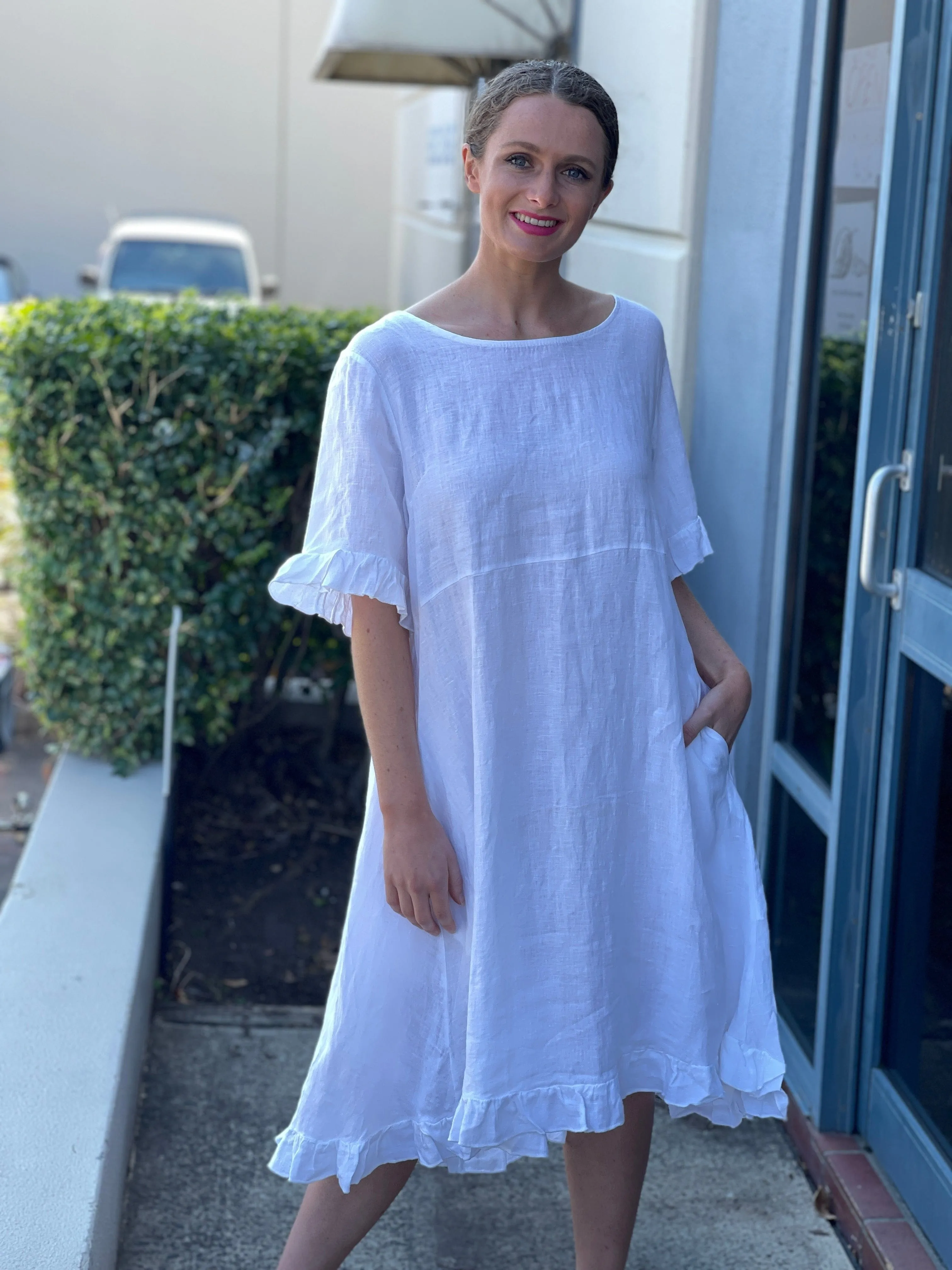 Quade White Linen Dress