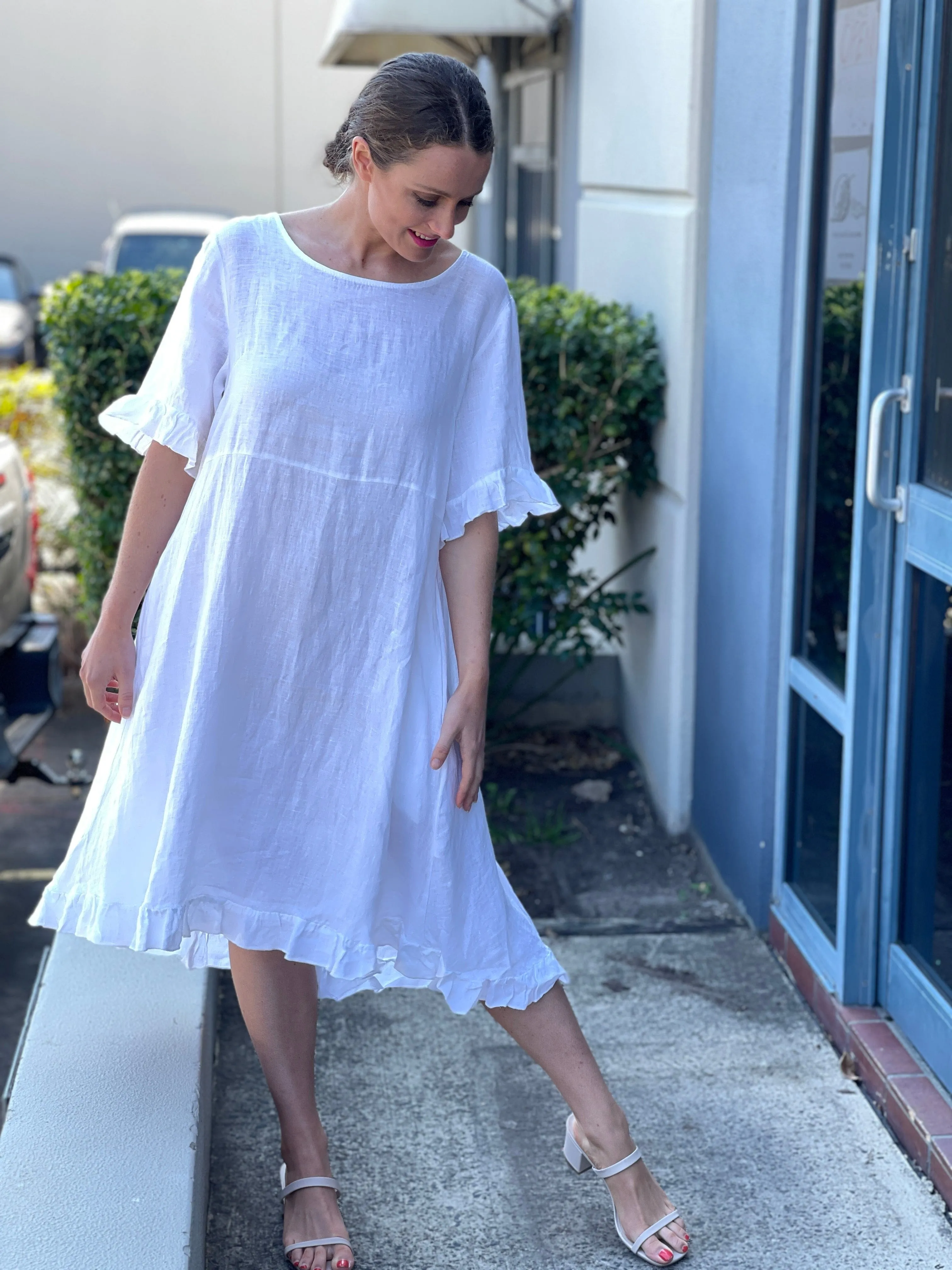 Quade White Linen Dress