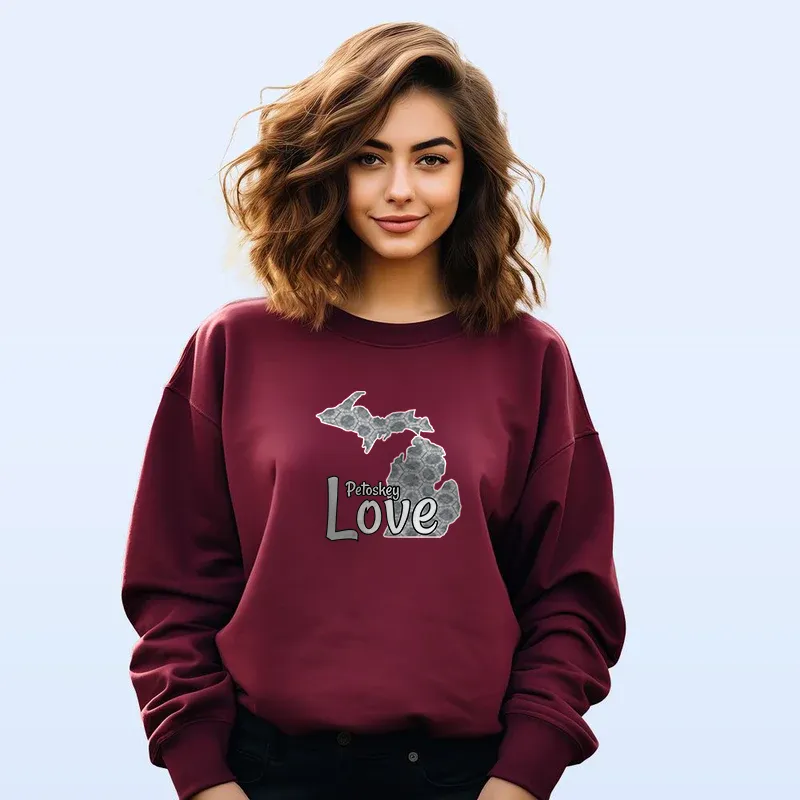 "Petoskey Love" Relaxed Fit Classic Crew Unisex Sweatshirt