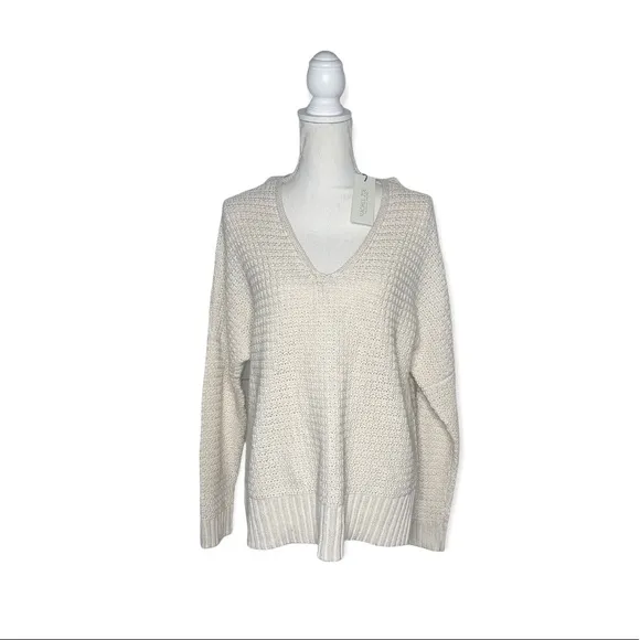 RACHEL ZOE Ivory Relaxed Hooded Sweater M NWT
