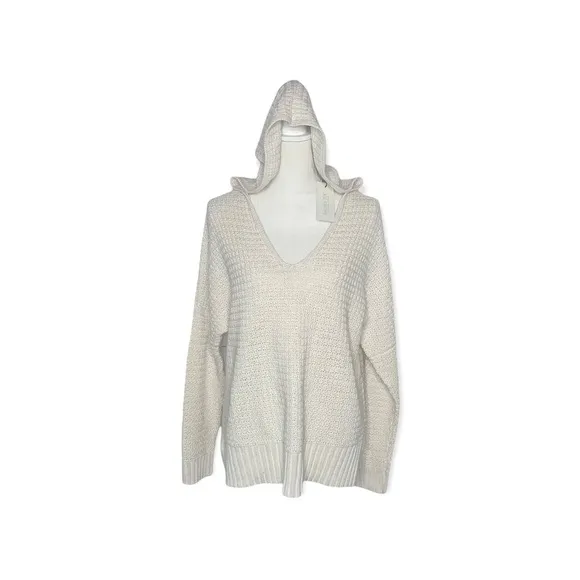 RACHEL ZOE Ivory Relaxed Hooded Sweater M NWT