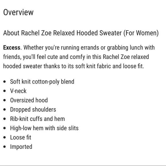 RACHEL ZOE Ivory Relaxed Hooded Sweater M NWT