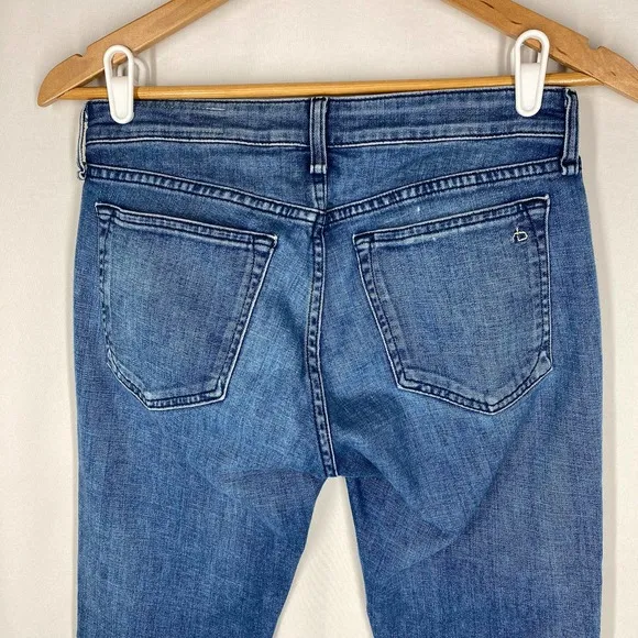 Rag &amp; Bone Dre Low Rise Slim Boyfriend Jeans Sapphire Blue Stretch 25
