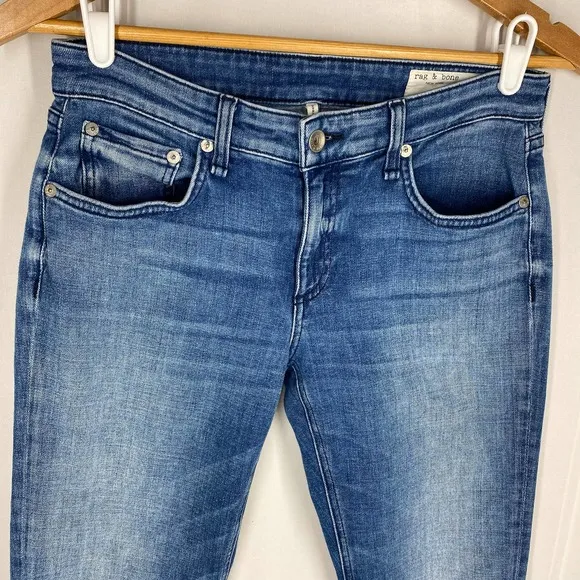 Rag &amp; Bone Dre Low Rise Slim Boyfriend Jeans Sapphire Blue Stretch 25