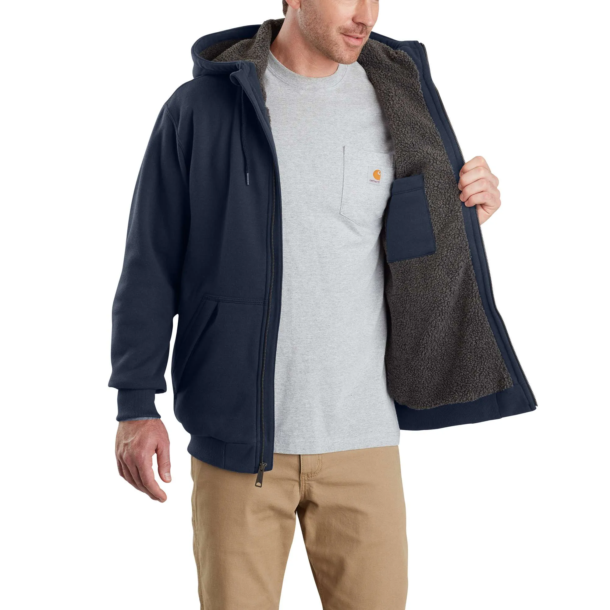Rain Defender® Relaxed Fit Midweight Sherpa-Lined Full-Zip Sweatshirt