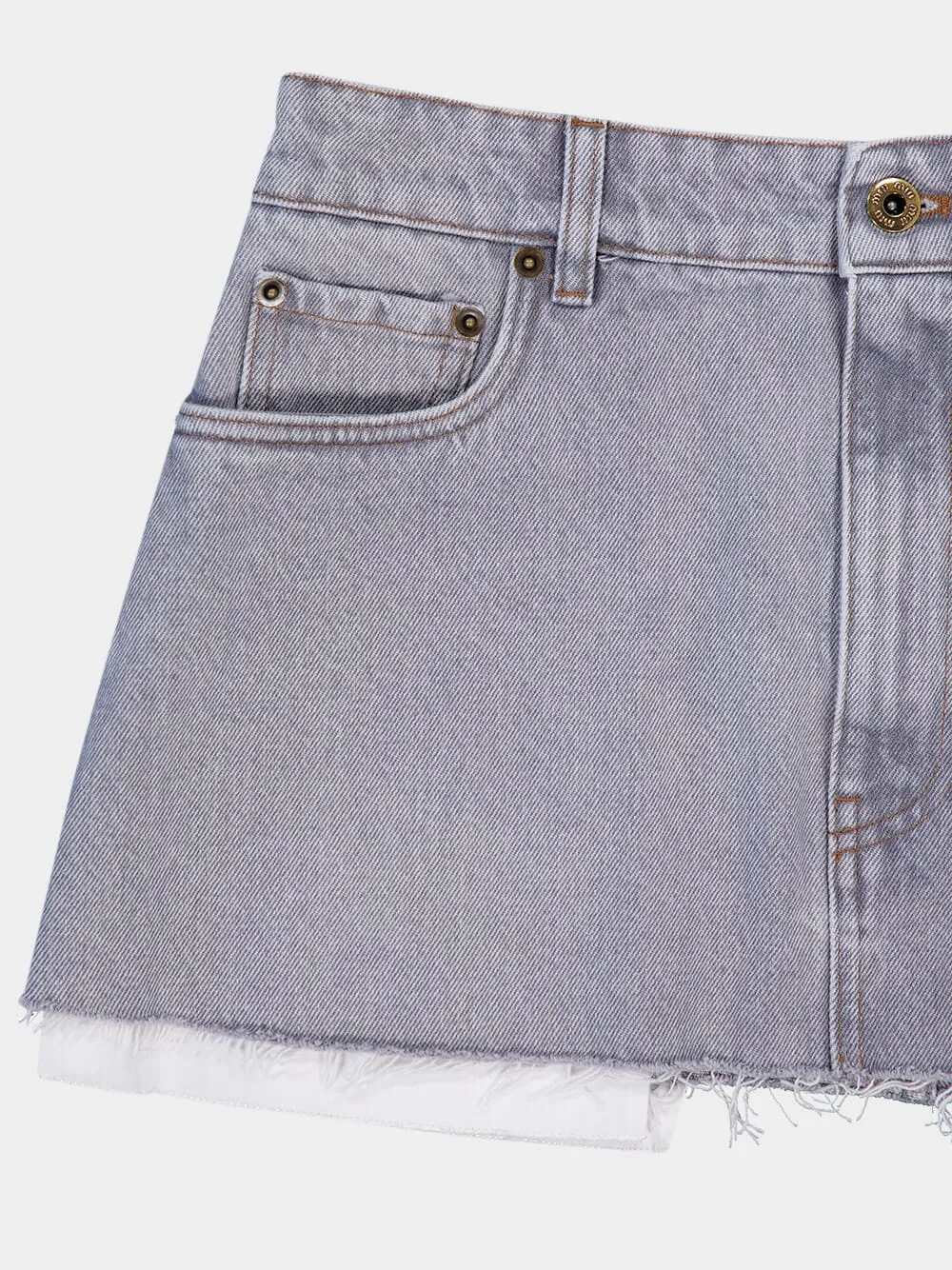 Raw-Cut Hem Denim Miniskirt