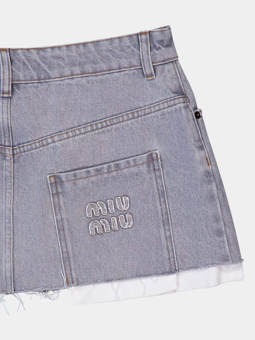Raw-Cut Hem Denim Miniskirt