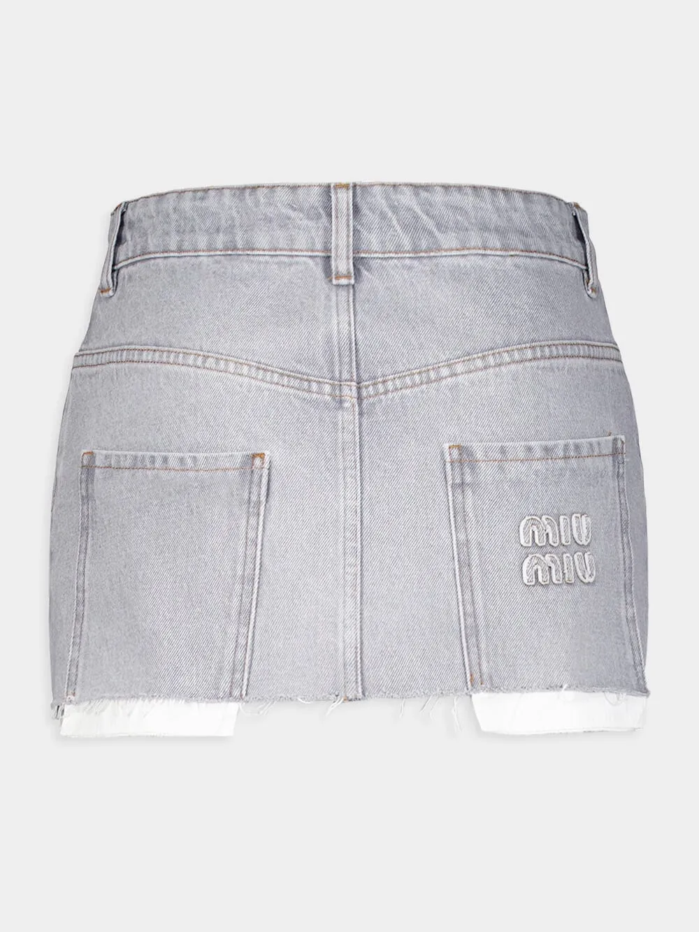 Raw-Cut Hem Denim Miniskirt