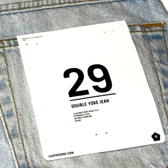 Re/Done Double Yoke Classic High Rise Straight Leg Denim Jean size 29 NWT