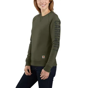 Relaxed Fit Midweight Crewneck Block Logo Sleeve Graphic Sweatshirt