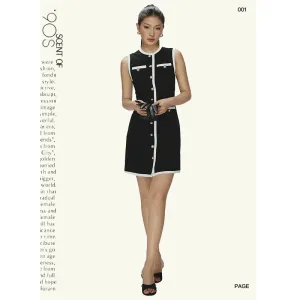 Retro Sleeveless Contrast Dress