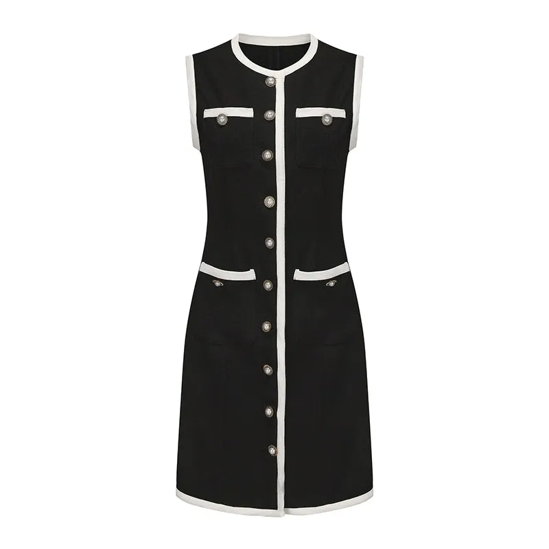 Retro Sleeveless Contrast Dress