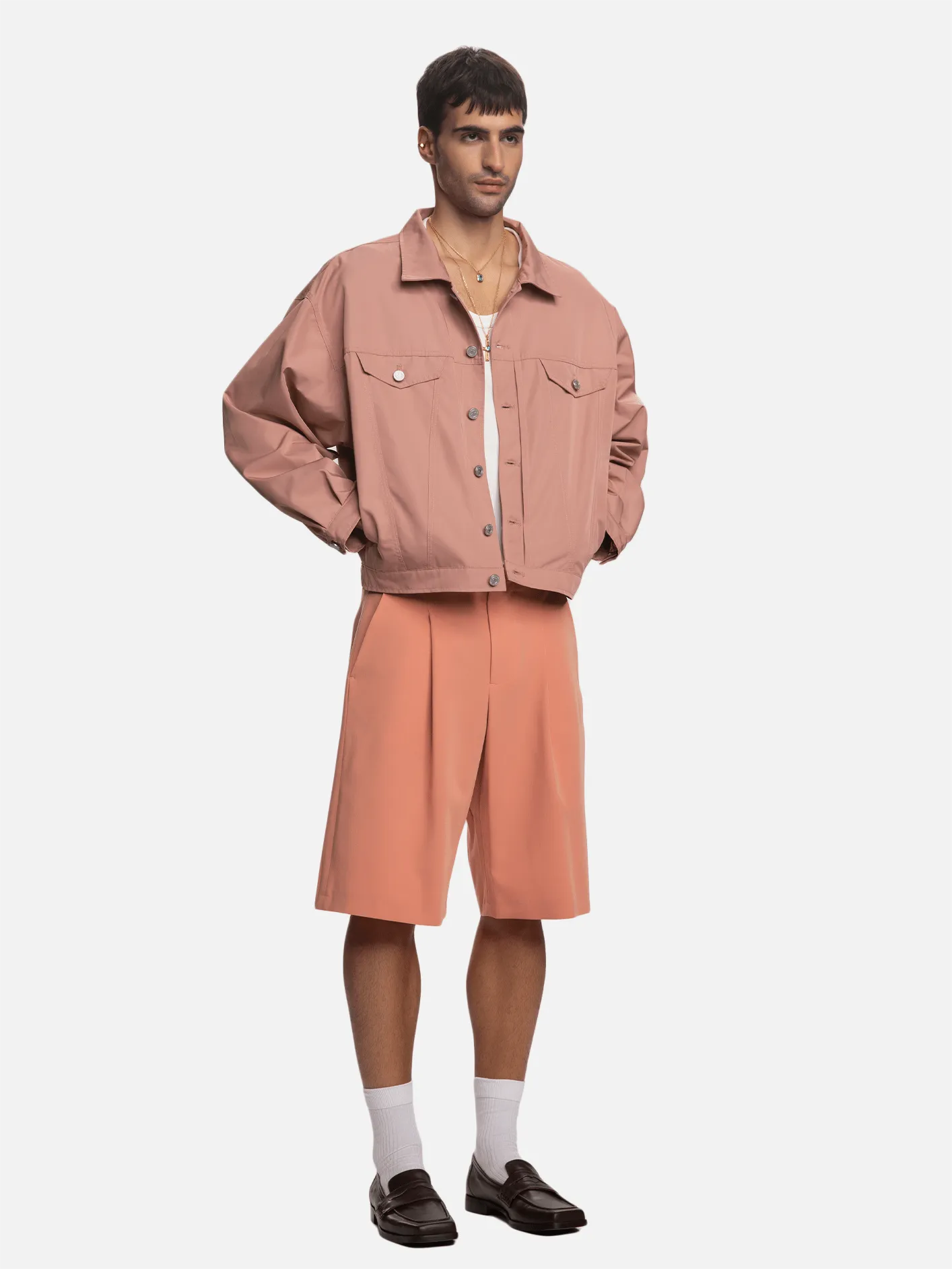 Saki Pilili Tailored Şort - Pembe