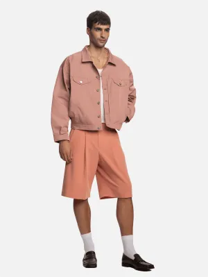 Saki Pilili Tailored Şort - Pembe