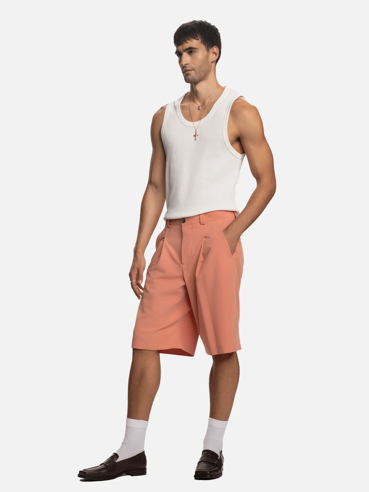 Saki Pilili Tailored Şort - Pembe