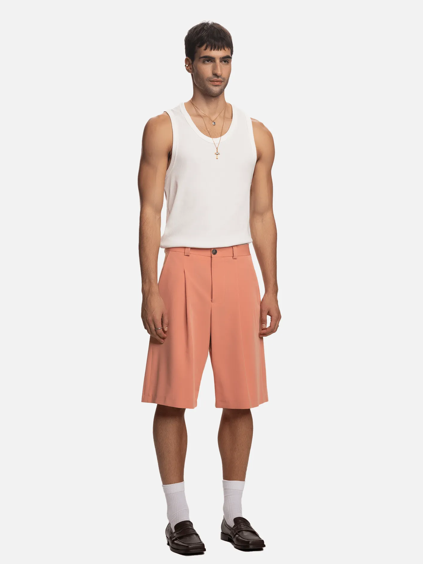 Saki Pilili Tailored Şort - Pembe