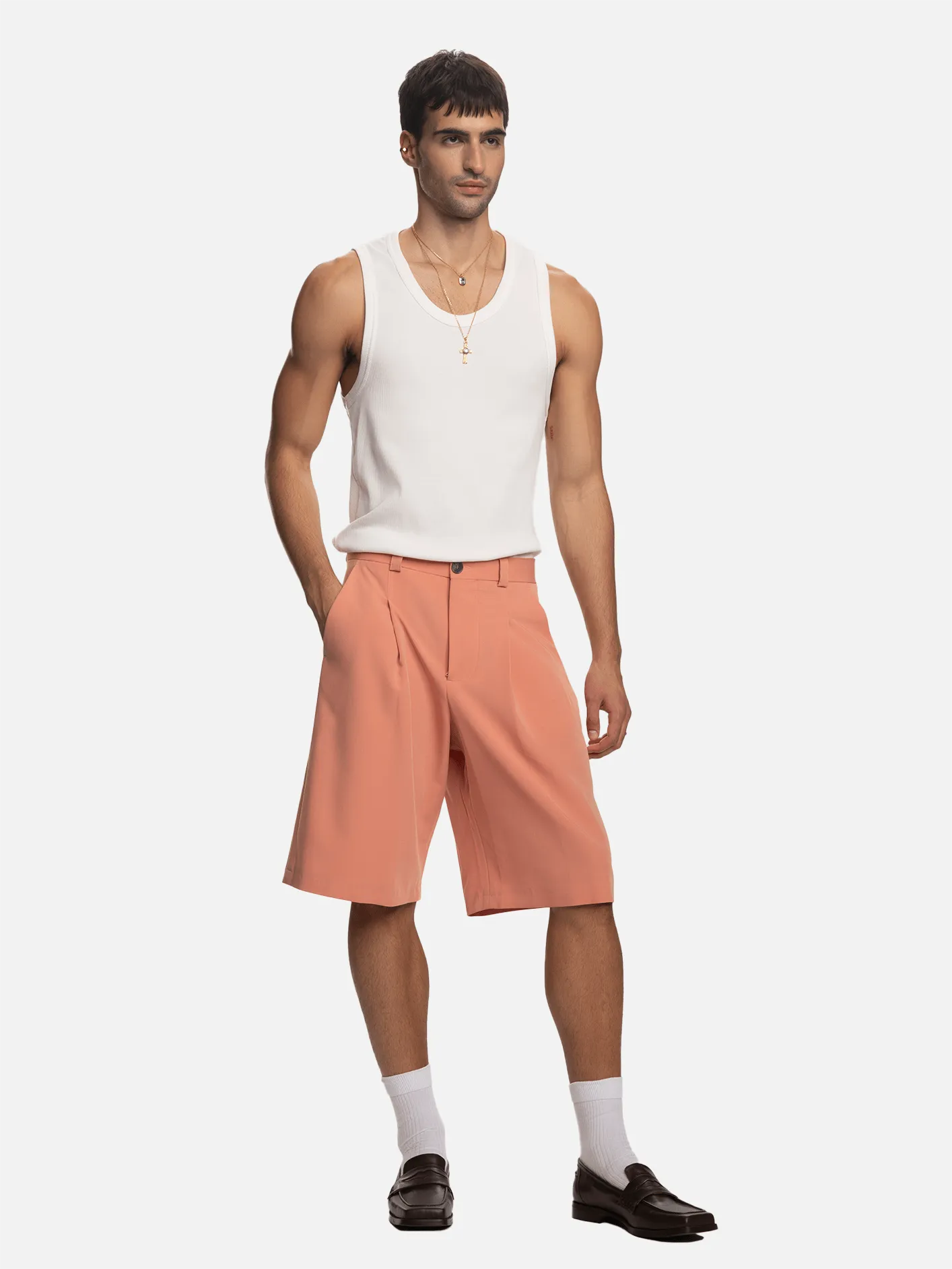Saki Pilili Tailored Şort - Pembe