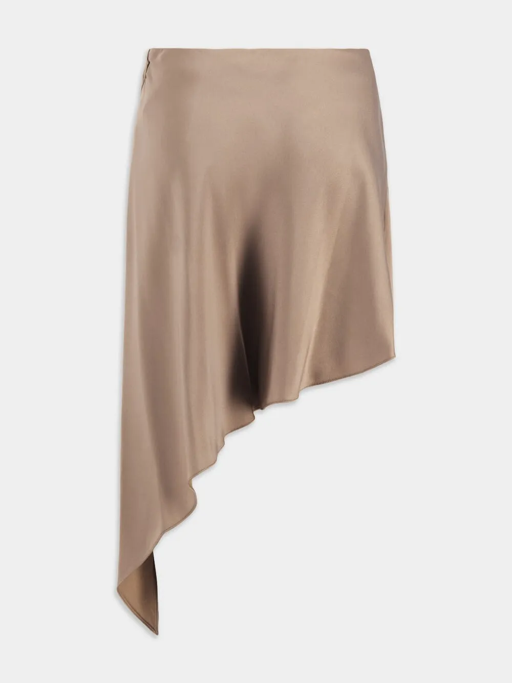 Satin-Finish Asymmetric Hem Skirt