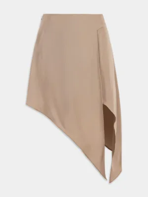 Satin-Finish Asymmetric Hem Skirt