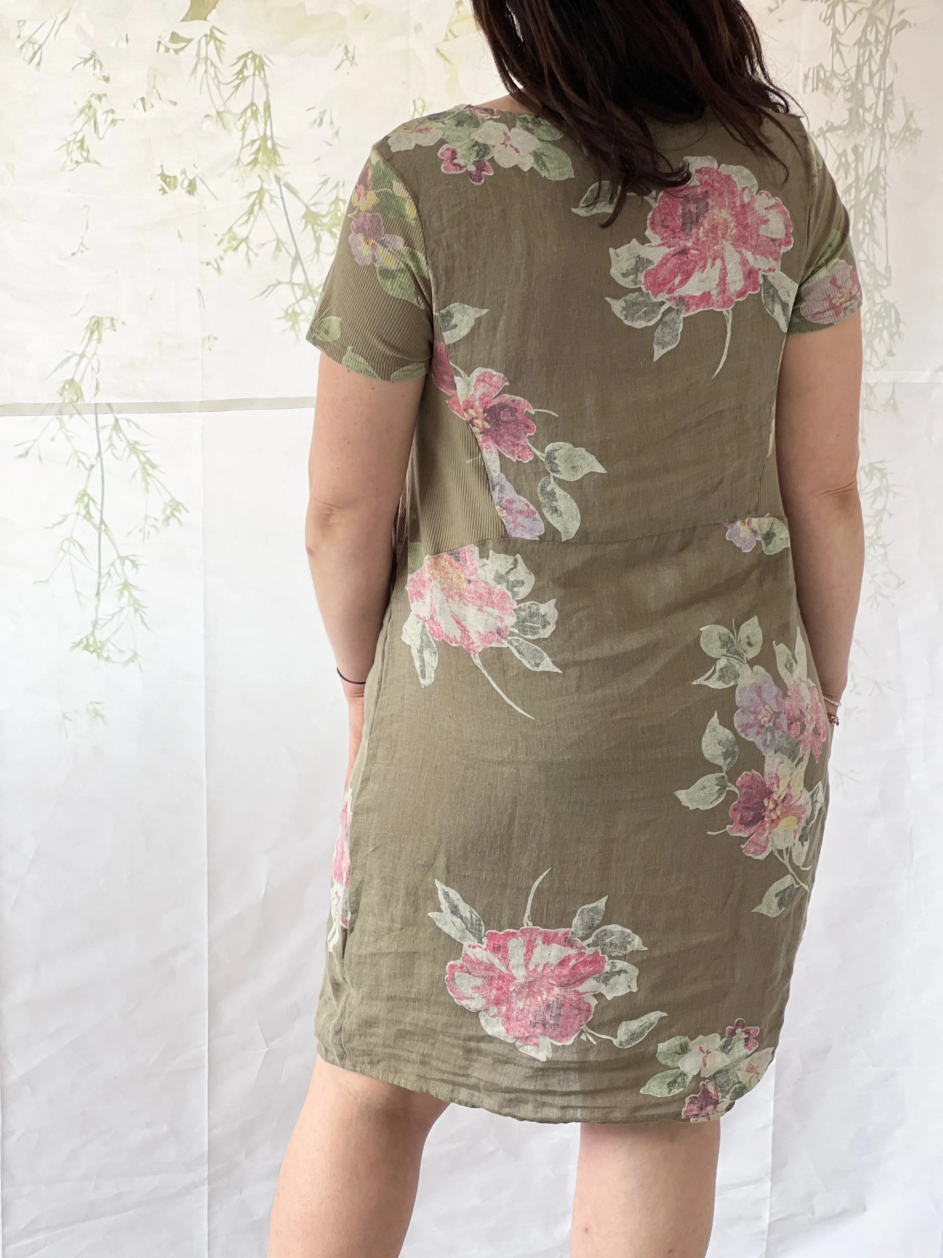 Sicily Khaki Linen Dress