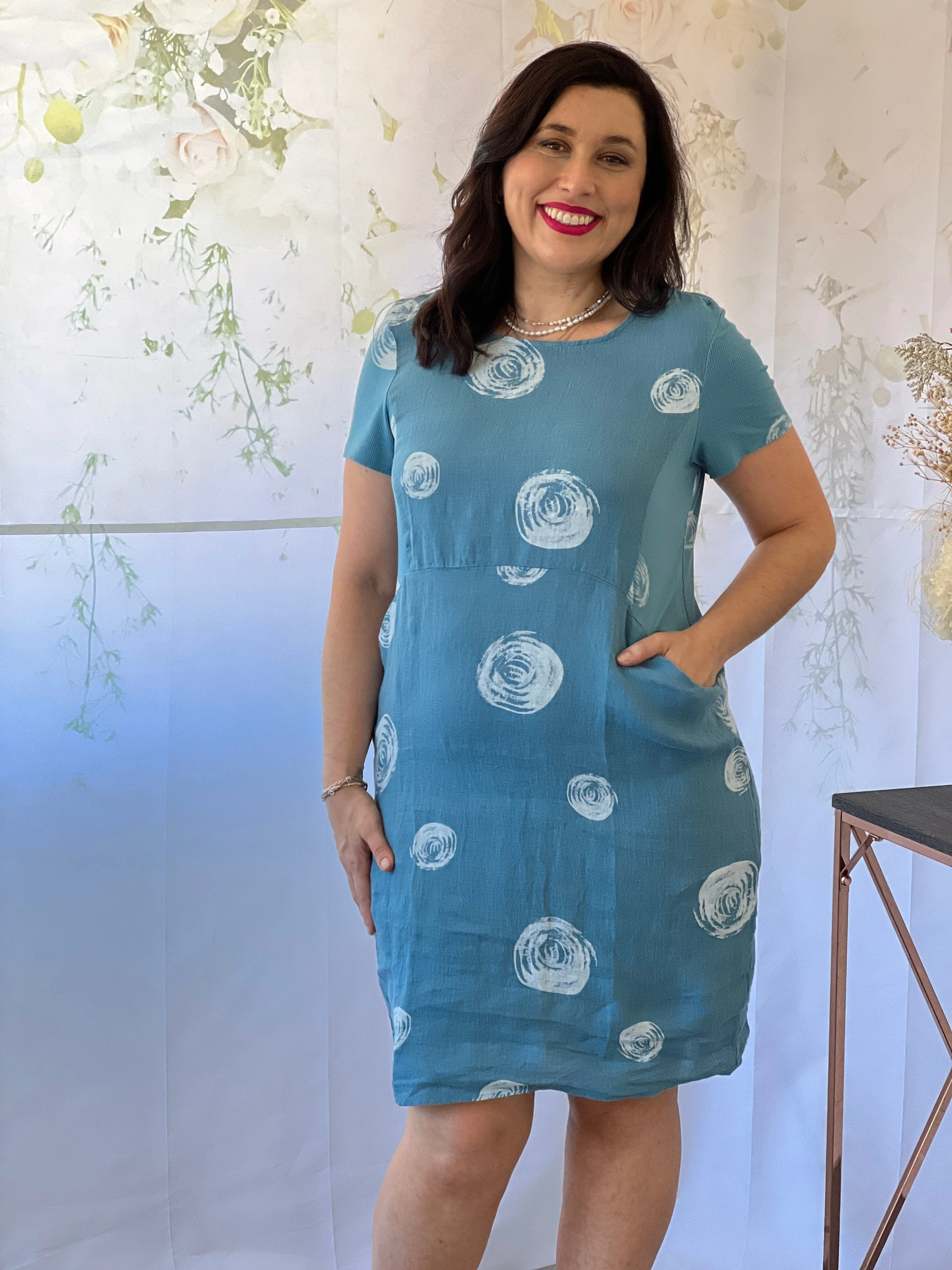 Sicily Sky Linen Dress