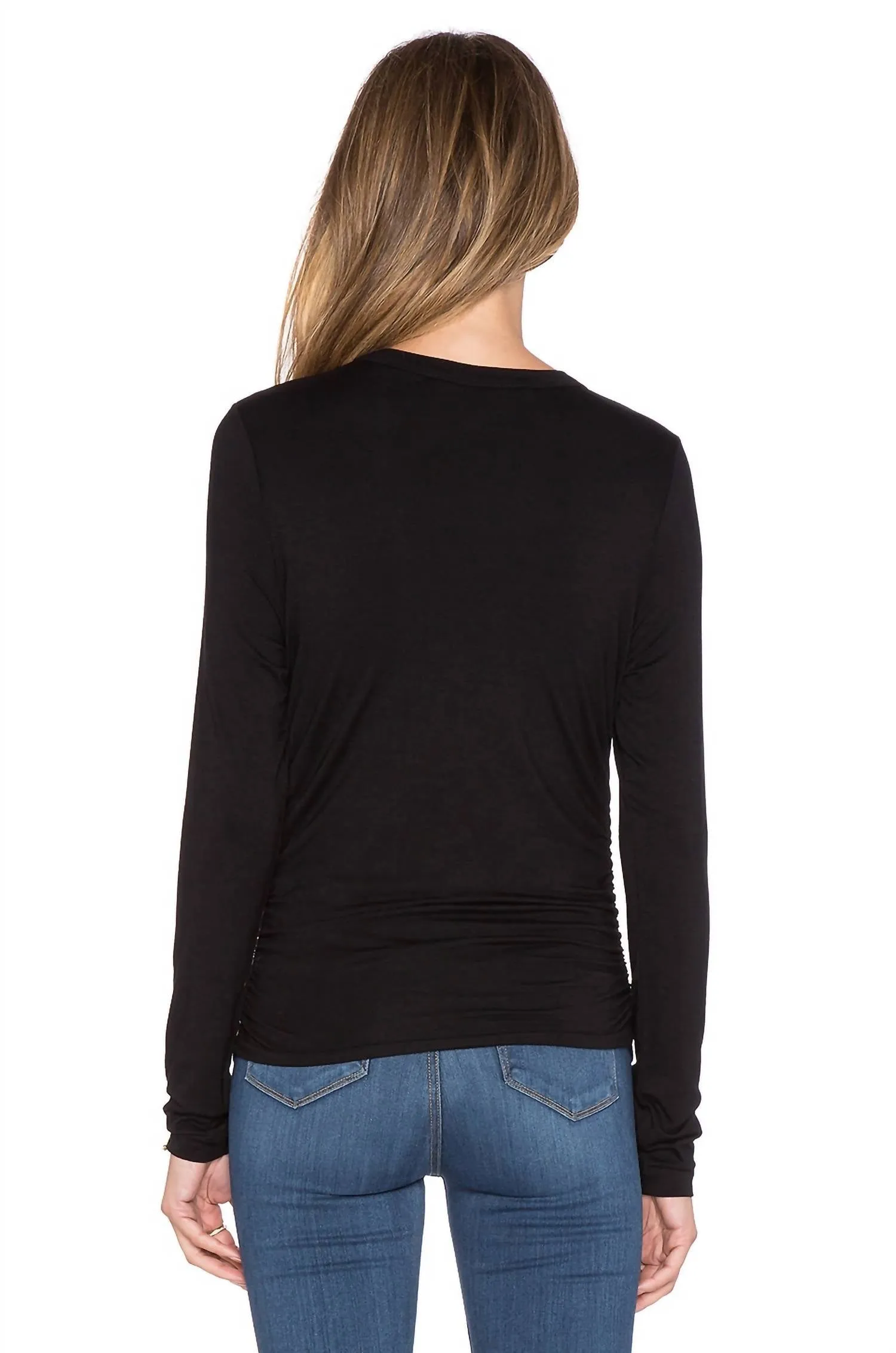 Side Shirred Top In Black