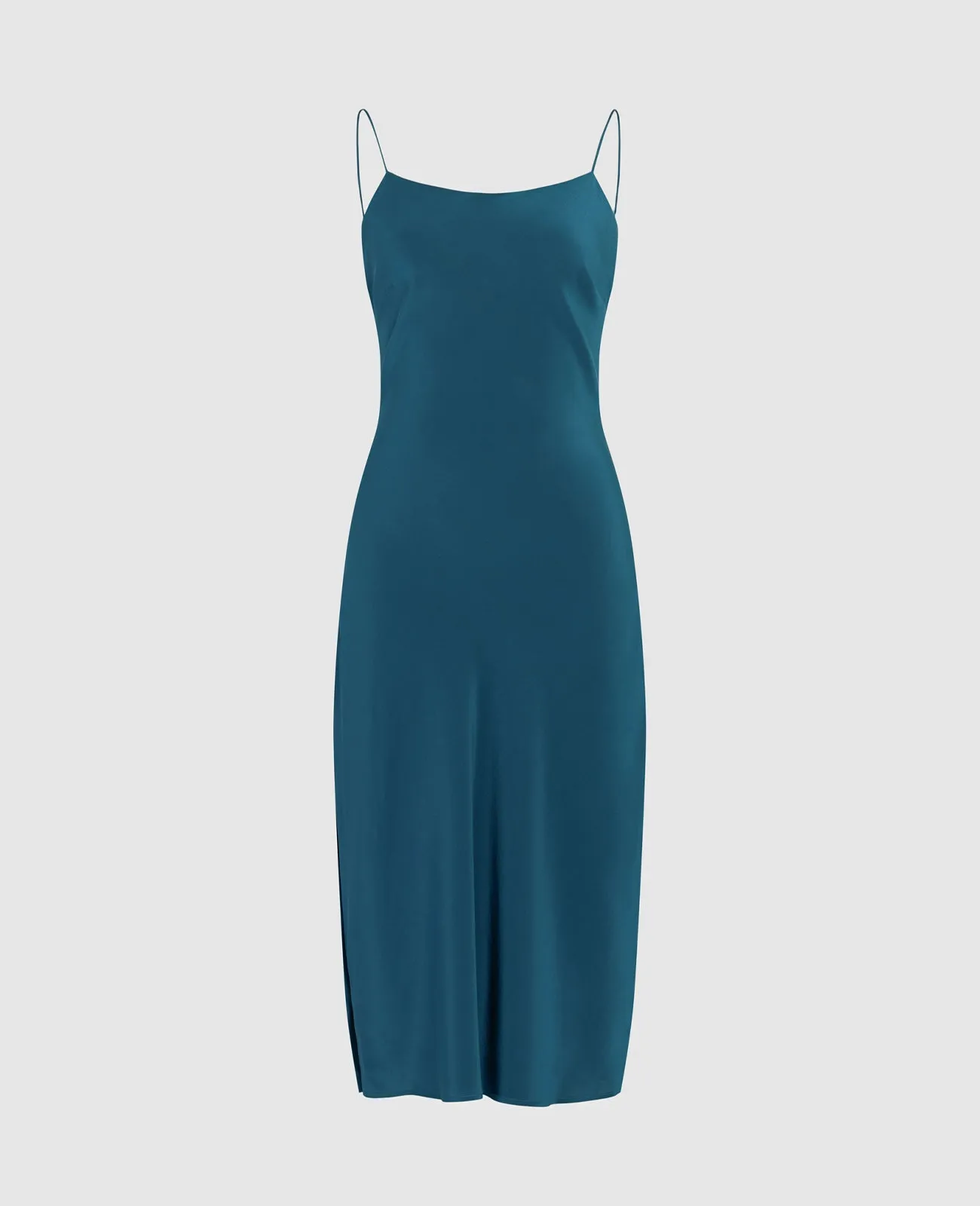 Silk Straight Neck Slip Dress