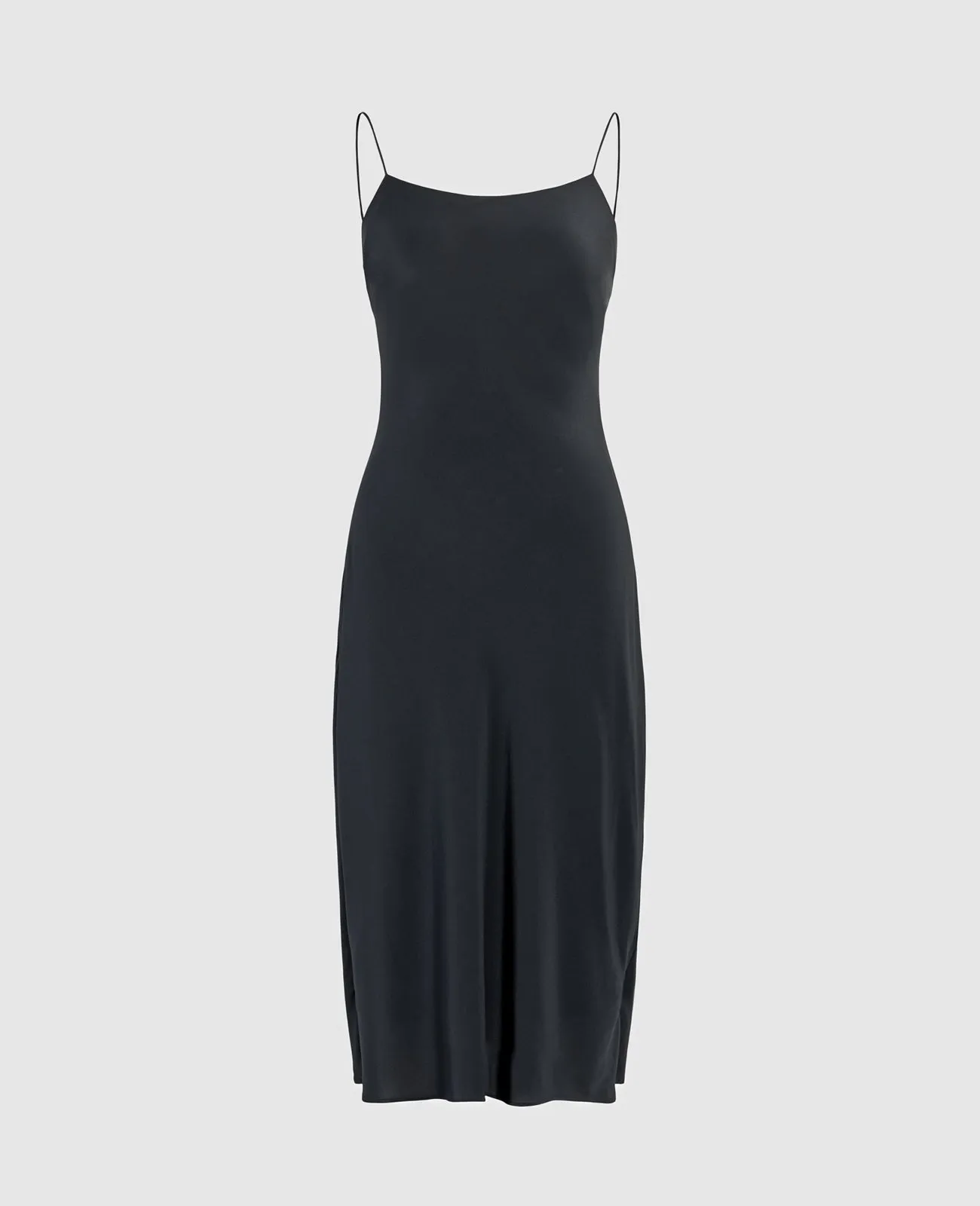 Silk Straight Neck Slip Dress