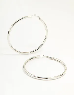 Silver Classic Tube Hoop Earrings