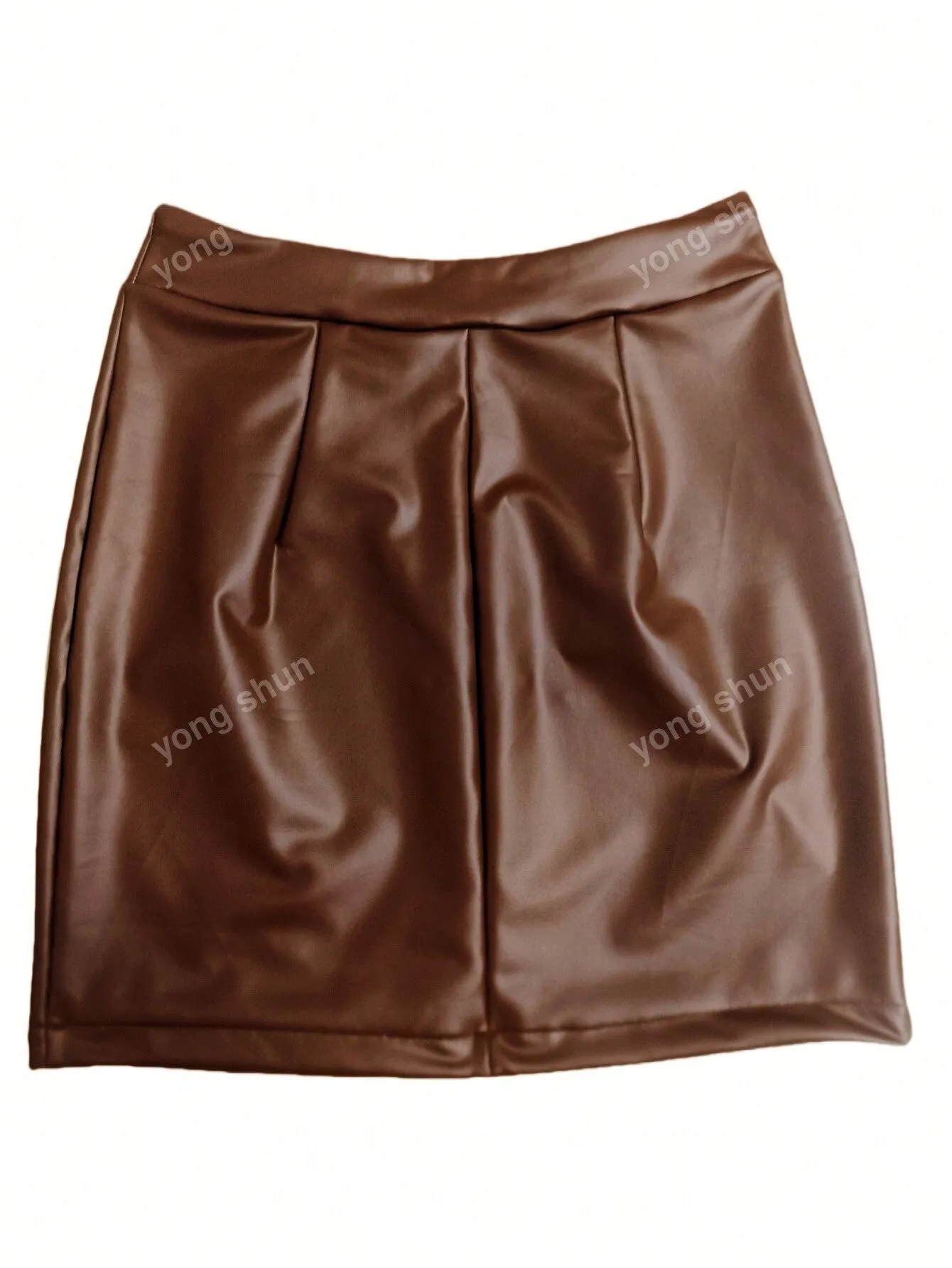 Solid Color Sexy Bodycon Faux Leather Mini Skirt