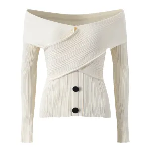 Sophisticated Off-Shoulder Knit Top – Chic & Modern