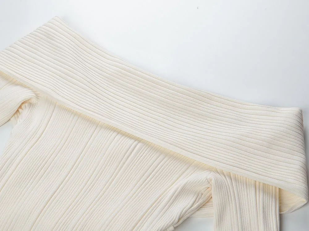 Sophisticated Off-Shoulder Knit Top – Chic & Modern