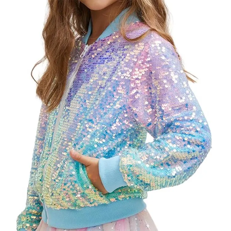 Sparkling Sequin Multi-Color Bomber Jacket for Trendy Kids