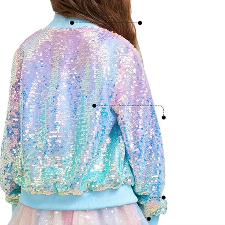 Sparkling Sequin Multi-Color Bomber Jacket for Trendy Kids
