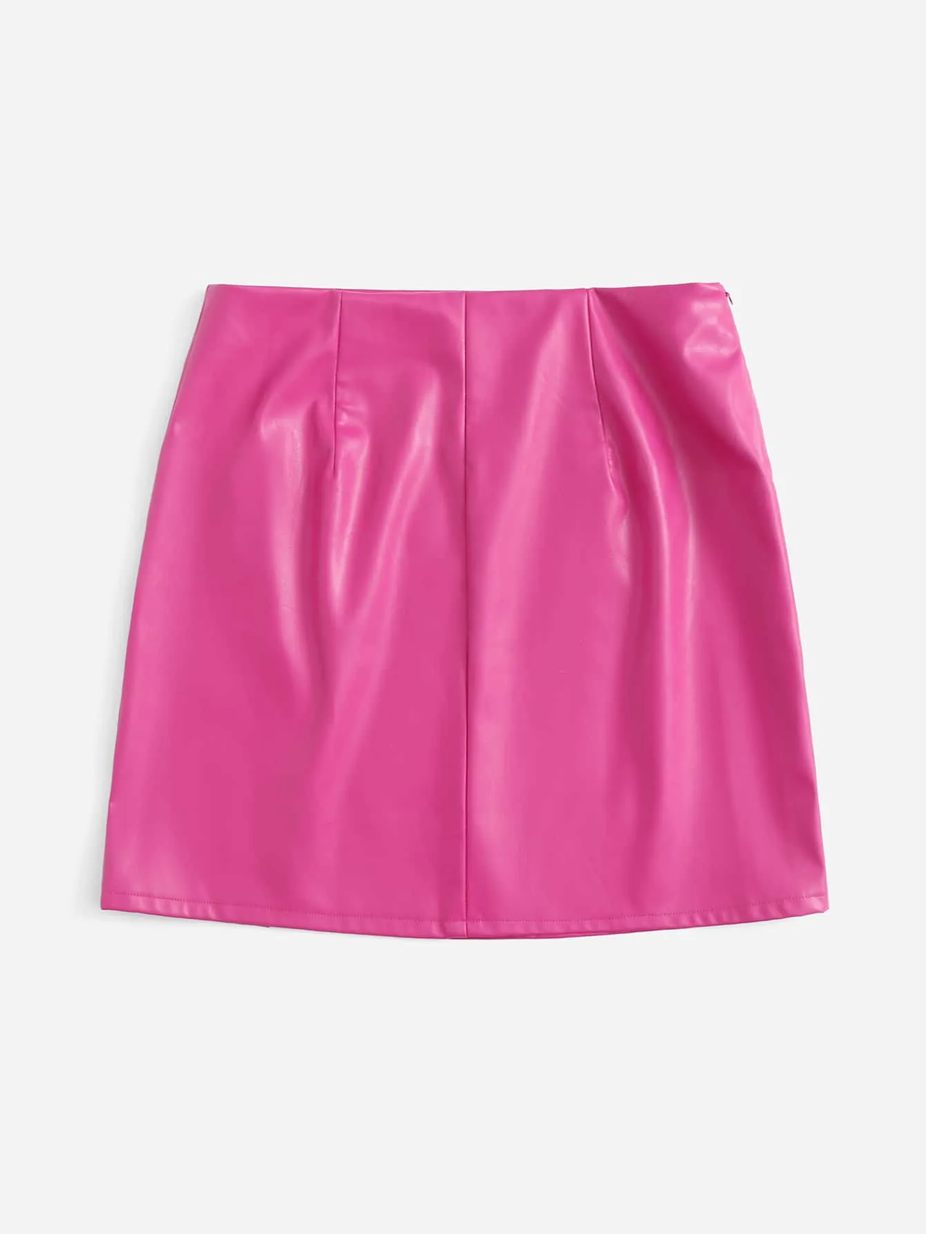 Split Hem PU Leather Skirt