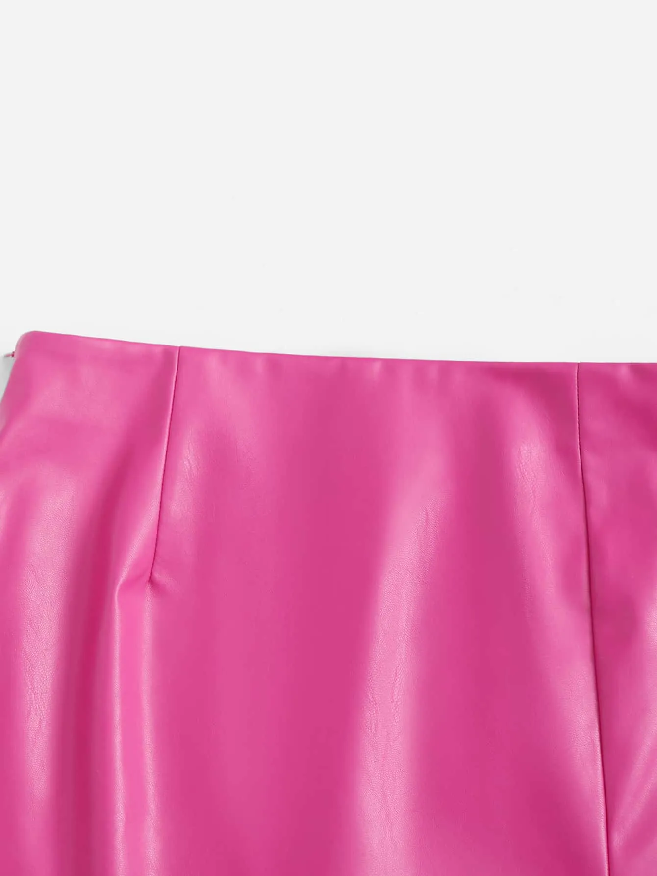 Split Hem PU Leather Skirt