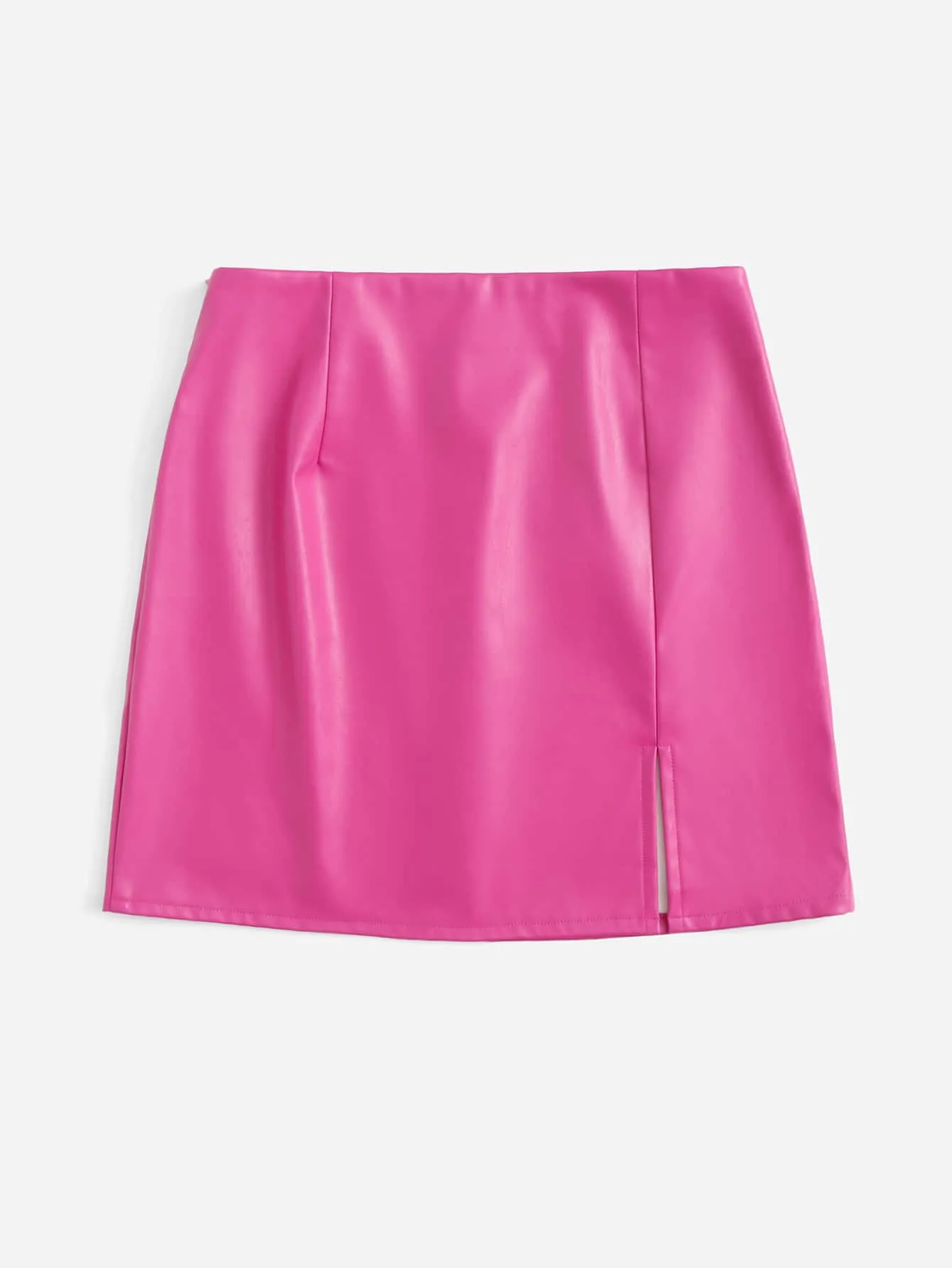 Split Hem PU Leather Skirt