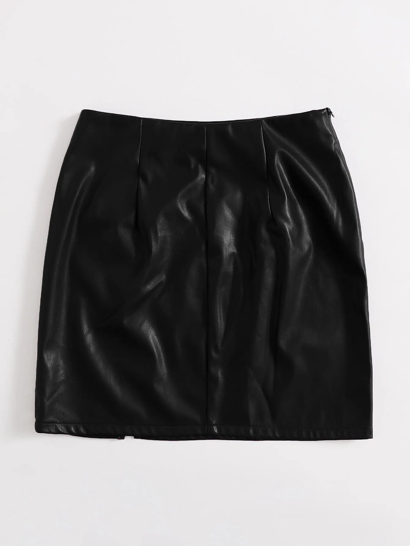 Split Hem PU Leather Skirt