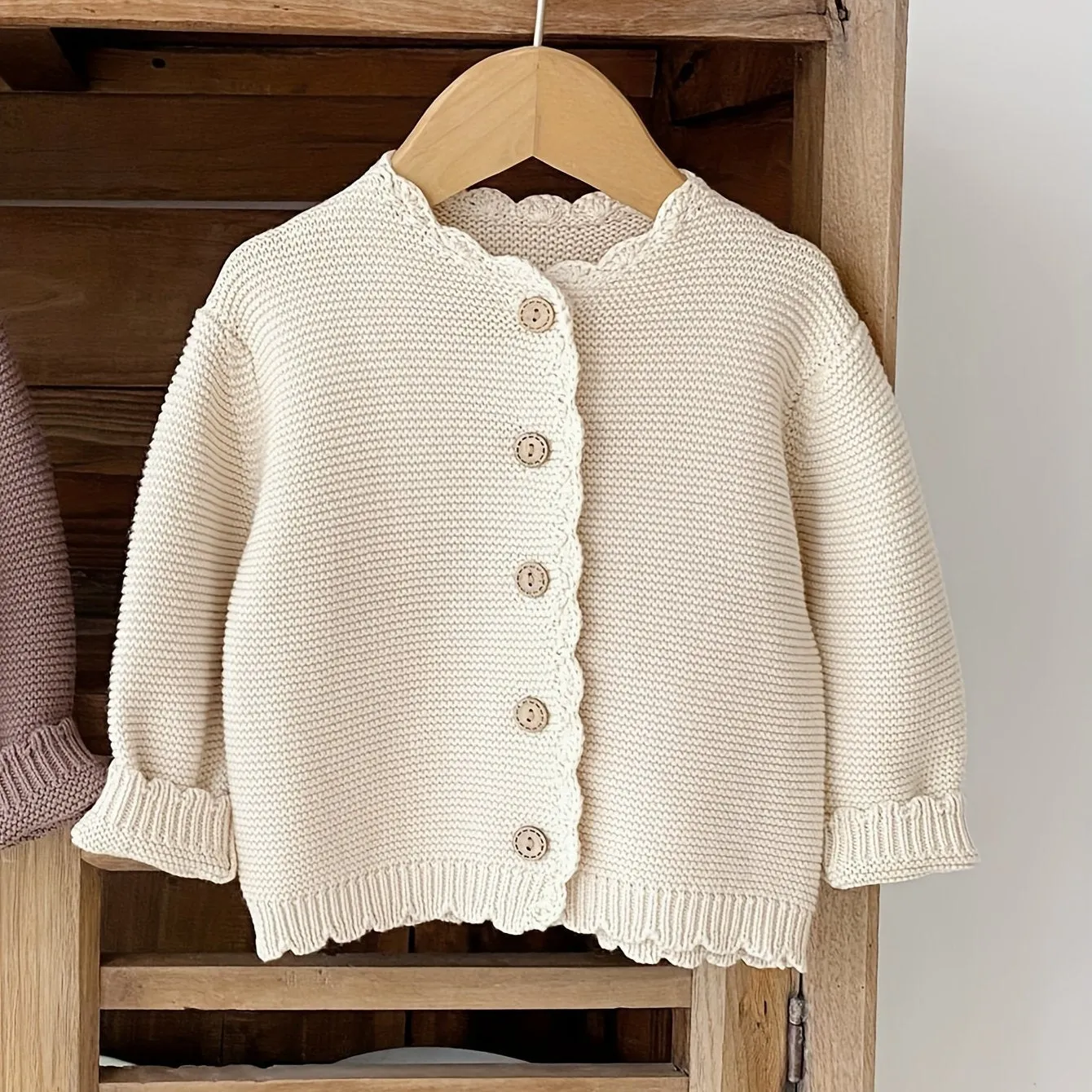 Springtime Cutie Cardigan - Soft Cotton, Round Neck, Handmade Hook Edge, Clear Knitted, Long Sleeve, Versatile for Boys and Girls - Perfect for Daily Wear, Outdoor Play, and Special Occasions