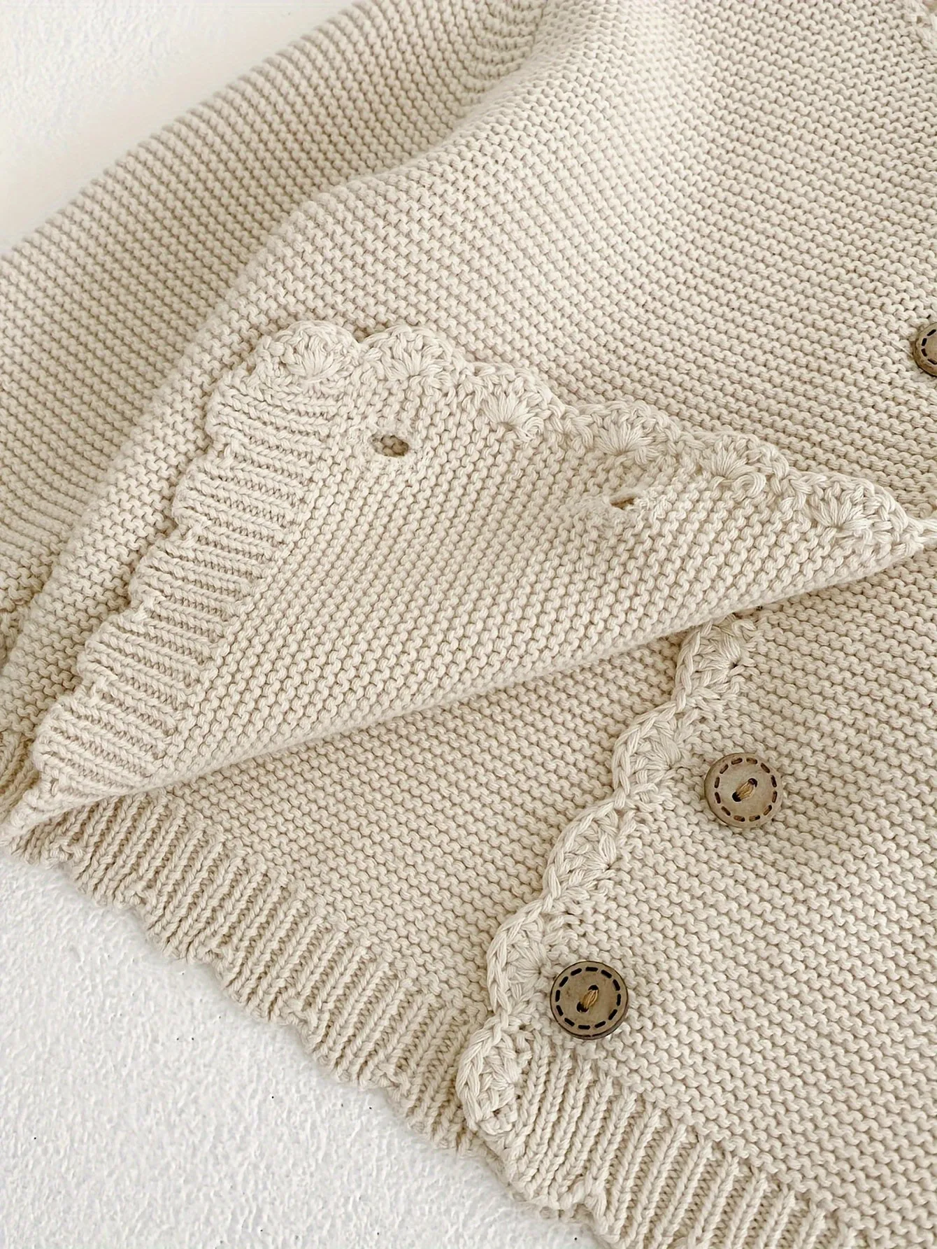 Springtime Cutie Cardigan - Soft Cotton, Round Neck, Handmade Hook Edge, Clear Knitted, Long Sleeve, Versatile for Boys and Girls - Perfect for Daily Wear, Outdoor Play, and Special Occasions
