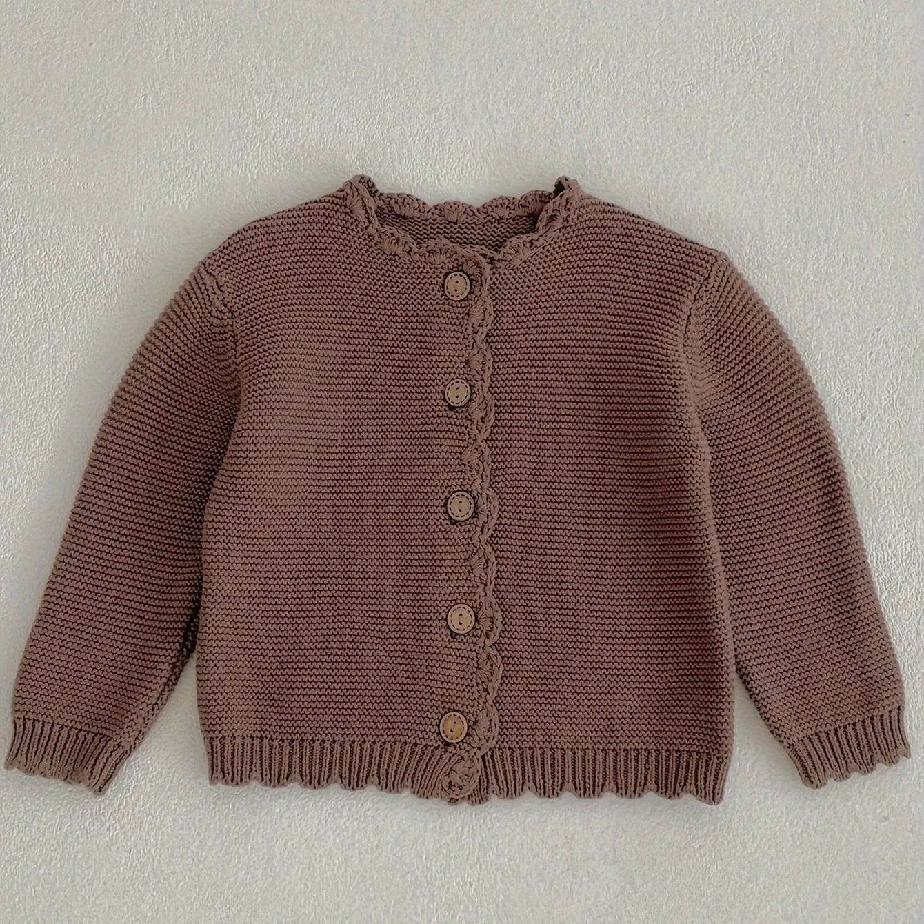 Springtime Cutie Cardigan - Soft Cotton, Round Neck, Handmade Hook Edge, Clear Knitted, Long Sleeve, Versatile for Boys and Girls - Perfect for Daily Wear, Outdoor Play, and Special Occasions