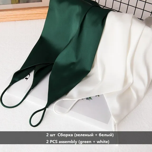 Summer Crop Top Women Camis Silk Satin Tank Top Women
