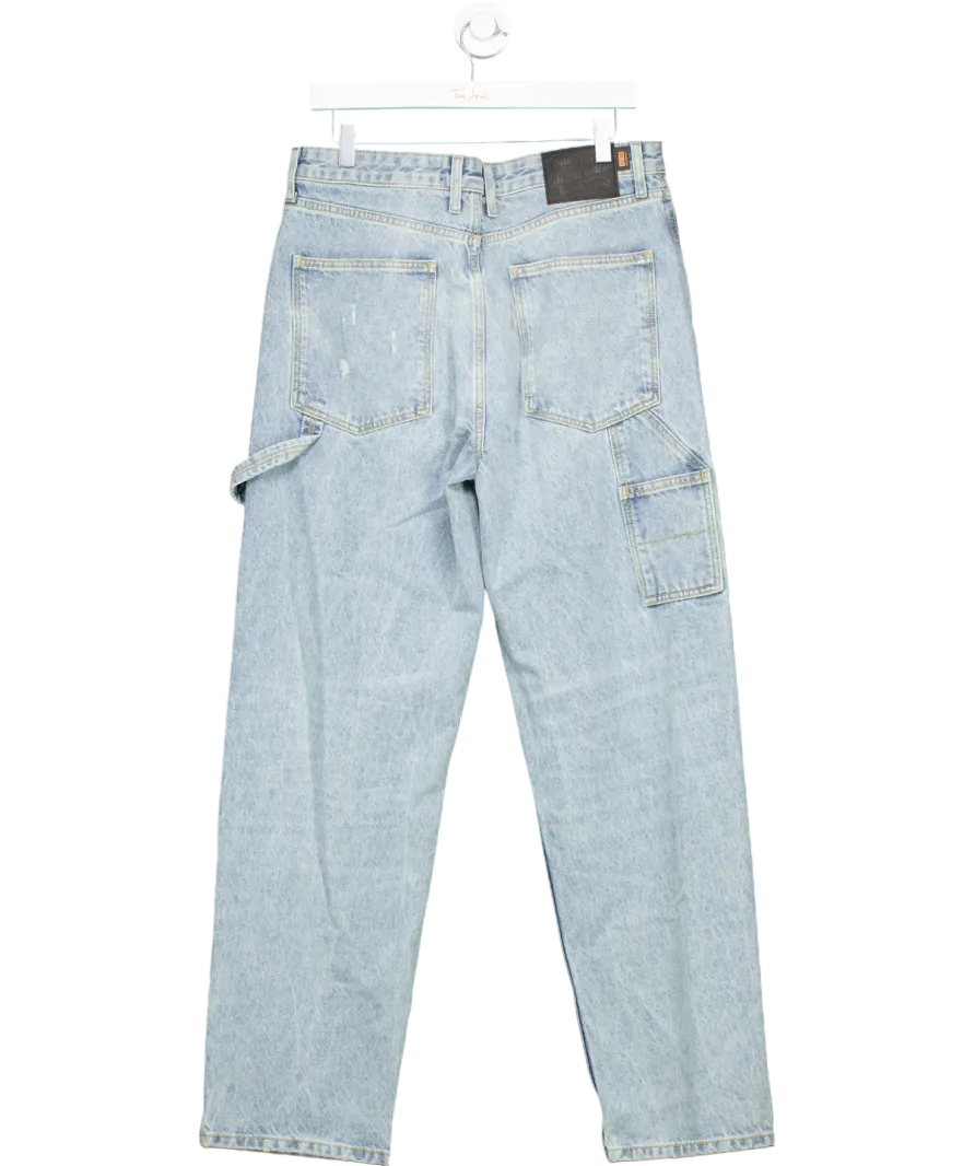 Superdry Blue Raw Hem Wide Leg Jeans W32