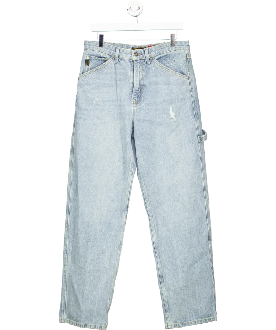 Superdry Blue Raw Hem Wide Leg Jeans W32