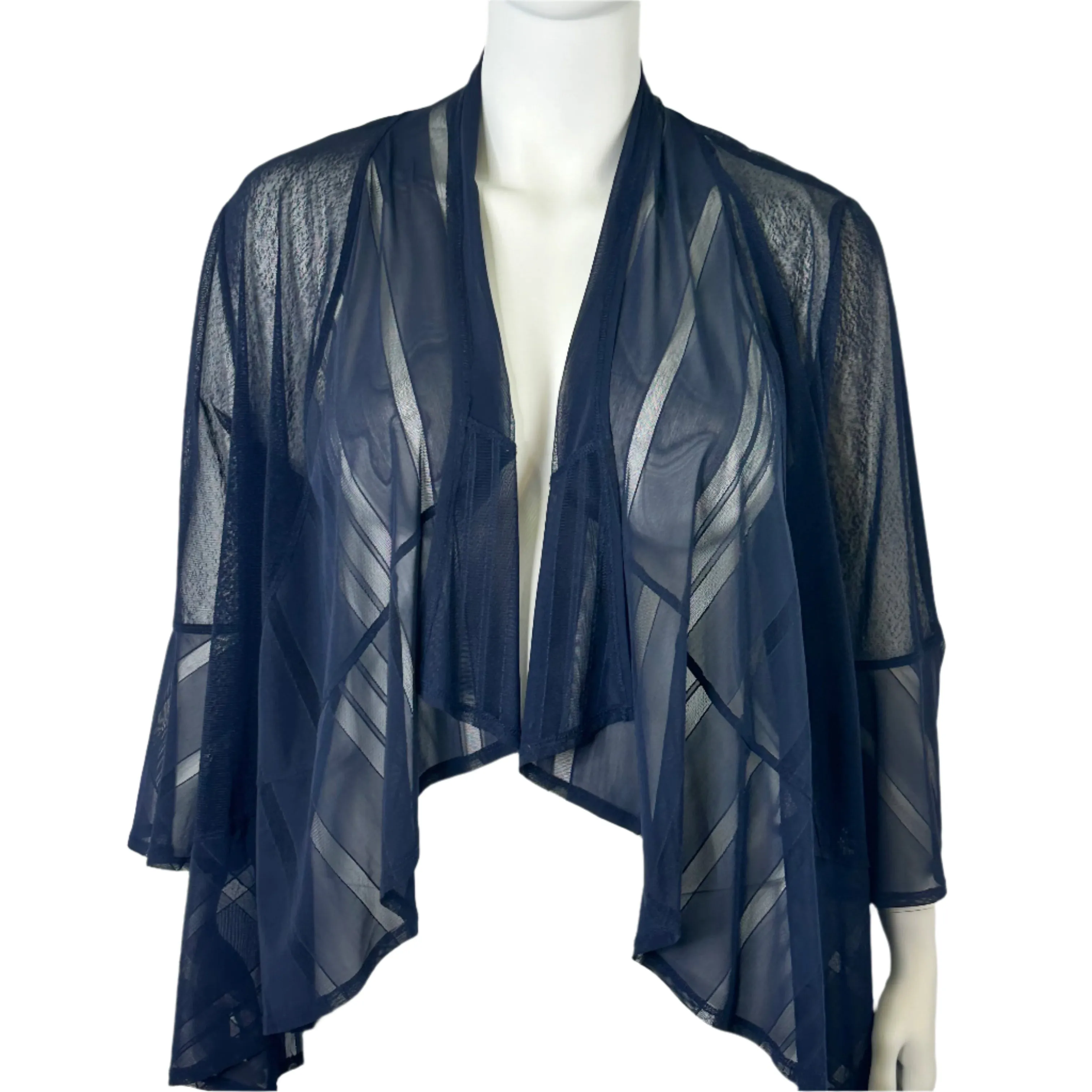 Taking Shape Sheer Panel Waterfall Hemline Open Bolero - Size 22/XL