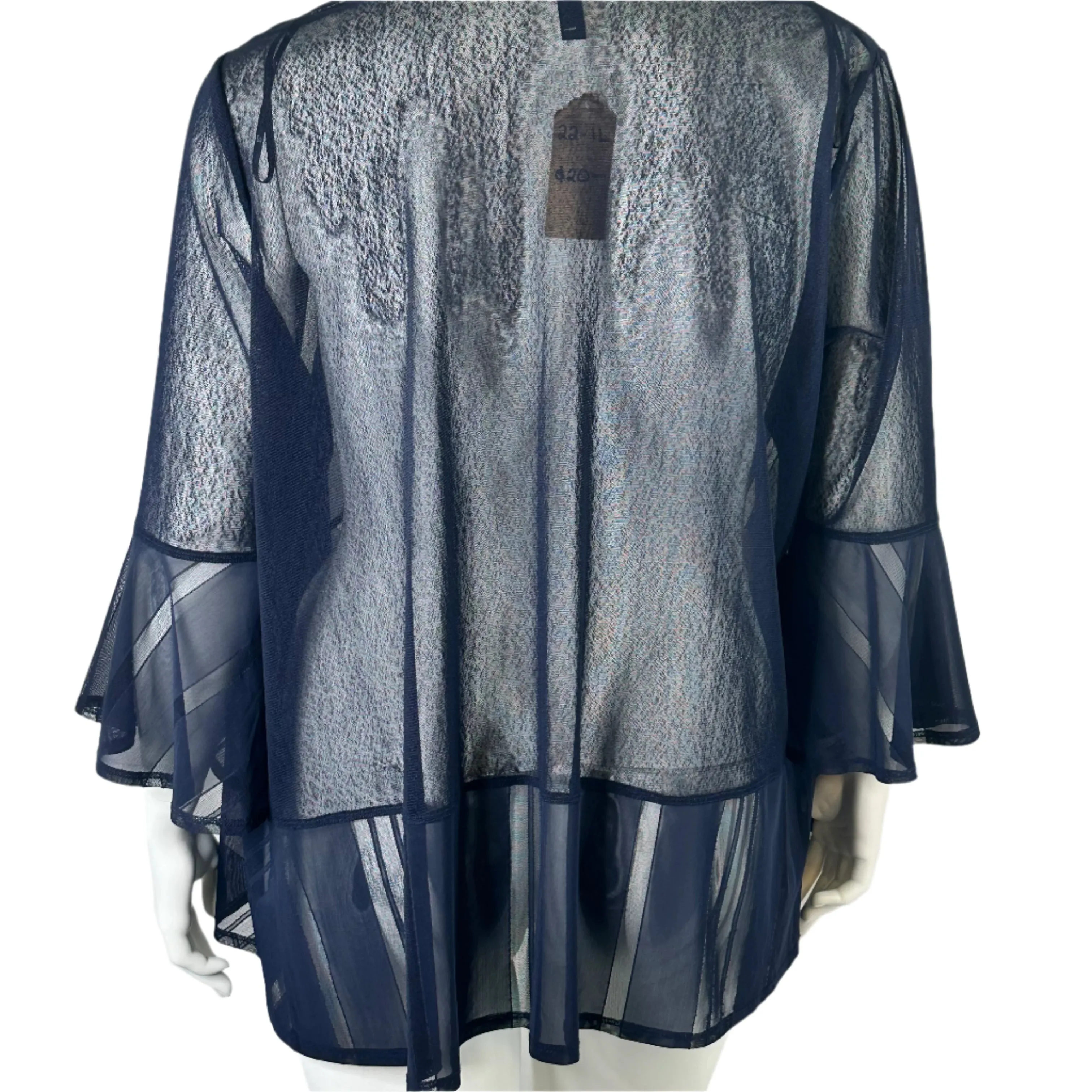 Taking Shape Sheer Panel Waterfall Hemline Open Bolero - Size 22/XL